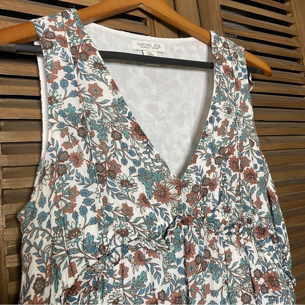 RACHEL ZOE COTTON, soft,breathable, V neck,ruffle edge,lined MIDI SZ-M - Picture 5 of 11